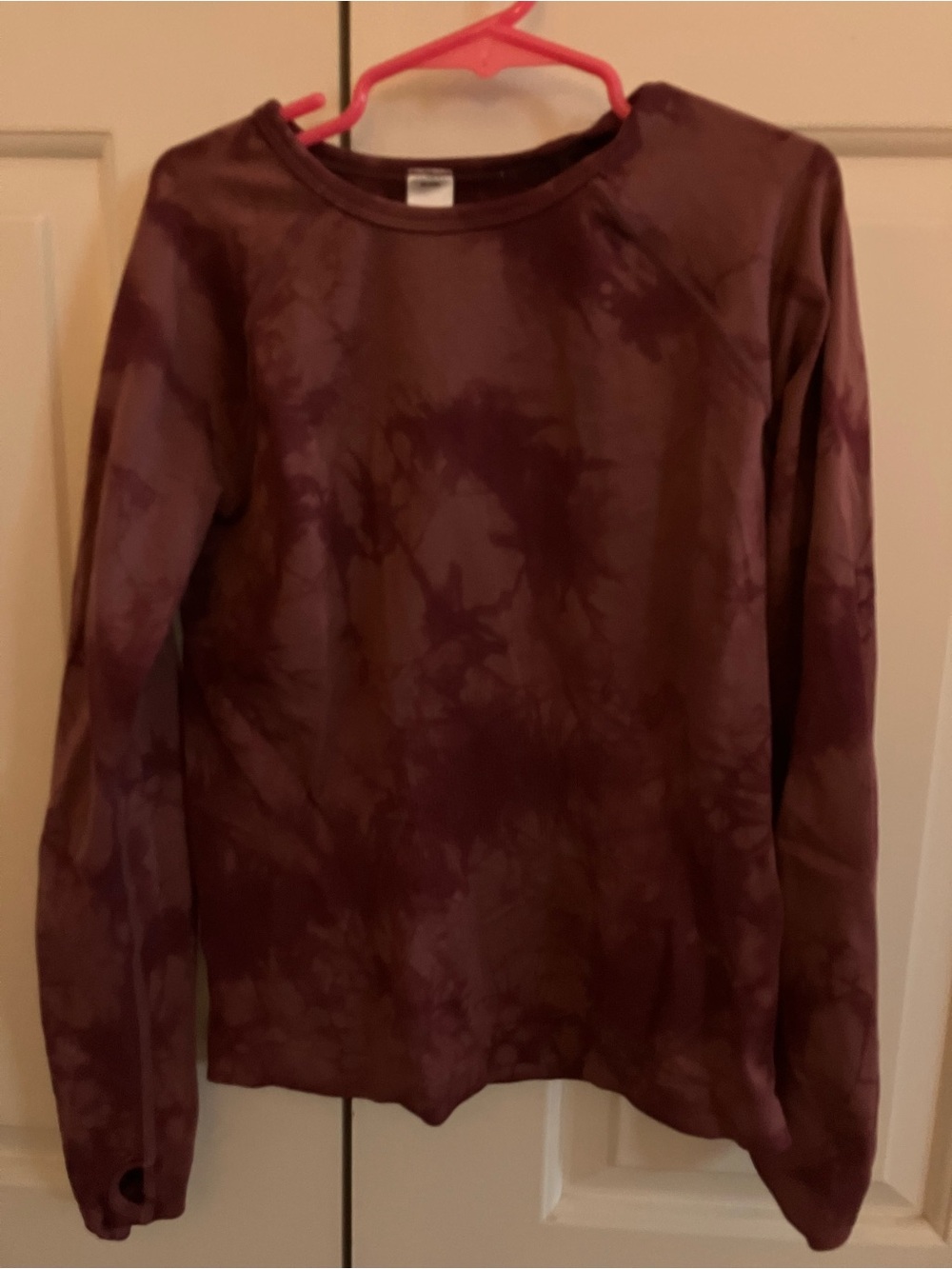 Zella Girl Long-Sleeve Tie-Dye Tee in Burgundy Plum